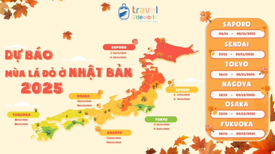 Lịch Lá Đỏ Nhật Bản 2025 Chính Thức Công Bố – Thời Điểm Vàng Để “Săn Thu” Tại Xứ Sở Hoa Anh Đào